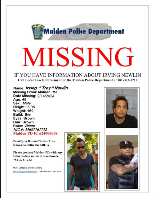 Irving Newlin Missing Malden, MA Urgent Search Underway For Irving Trey Newlin