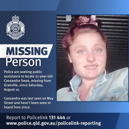 Cassandra Swan Missing Maryborough, Granville, Queensland, Help Find Cassandra Swan