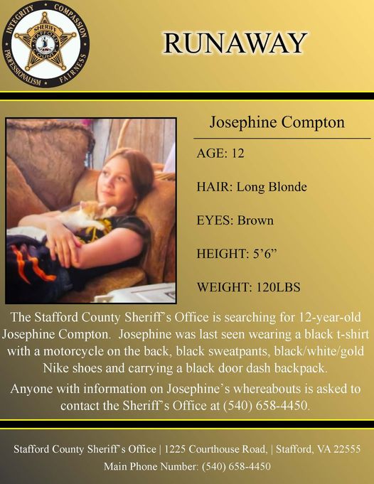 Josephine Compton Missing Falmouth, VA Josephine Compton Found Safe