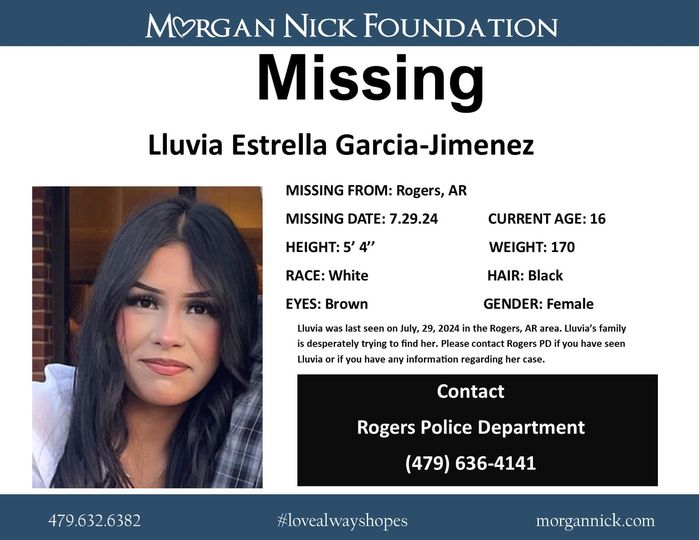 Morgan Nick Missing Rogers AR Help Find Lluvia, Missing Teen